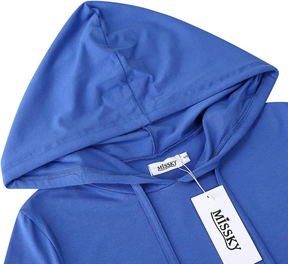 MISSKY Women's Casual Pocket Slim Pullover Maxi Hoodie Dress