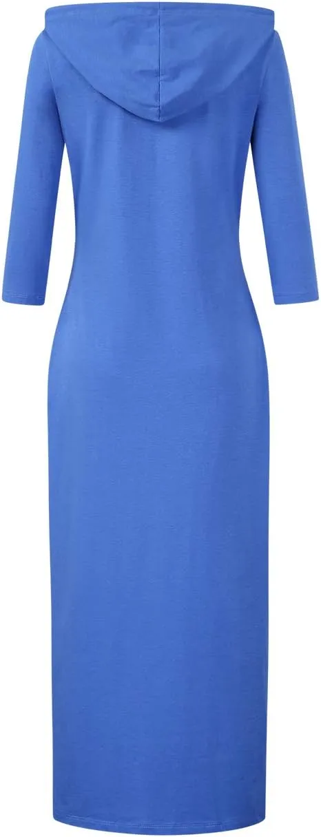 MISSKY Women's Casual Pocket Slim Pullover Maxi Hoodie Dress