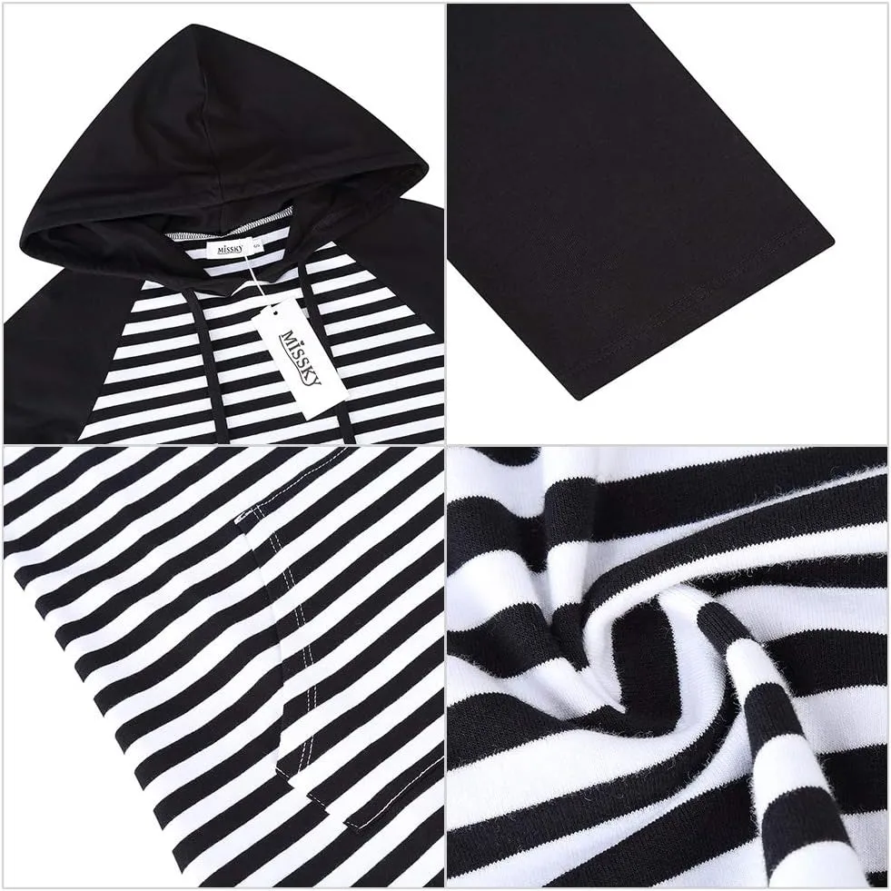 MISSKY Women's Casual Pocket Slim Pullover Maxi Hoodie Dress