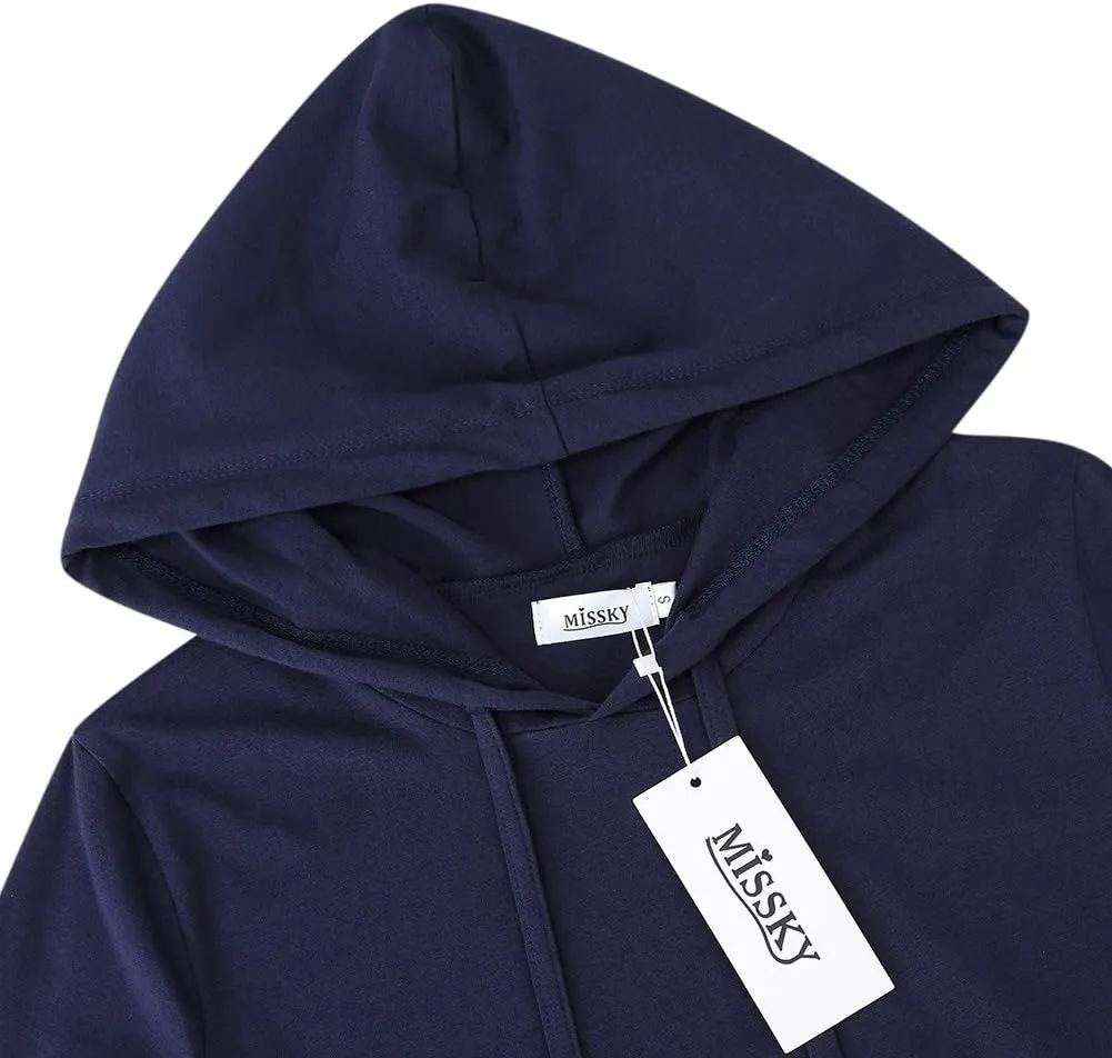 MISSKY Women's Casual Pocket Slim Pullover Maxi Hoodie Dress