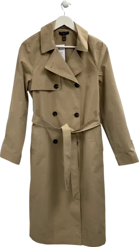 New Look Beige Tall Double Breasted Mac Coat UK 10