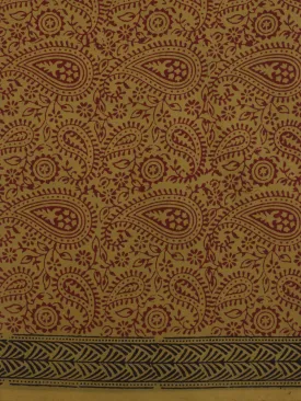 Olive Green Maroon Bagh Printed Cotton Fabric Per Meter - F005F2095