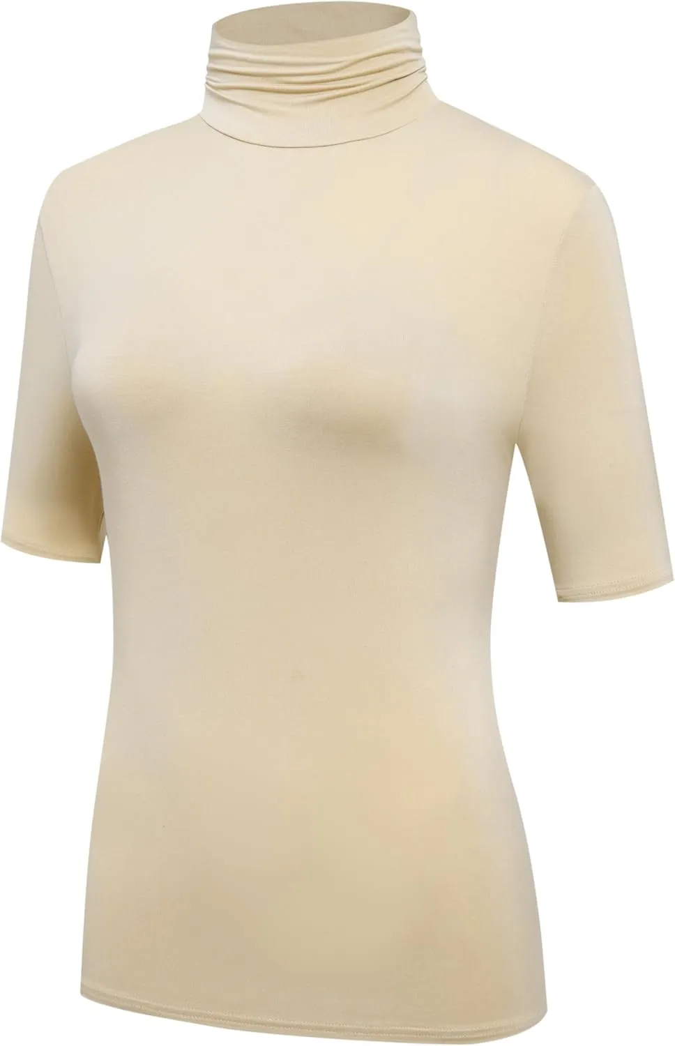 OThread & Co. Women's Half Sleeve Turtleneck T-Shirt Basic Stretch Layer Comfy High Neck Top