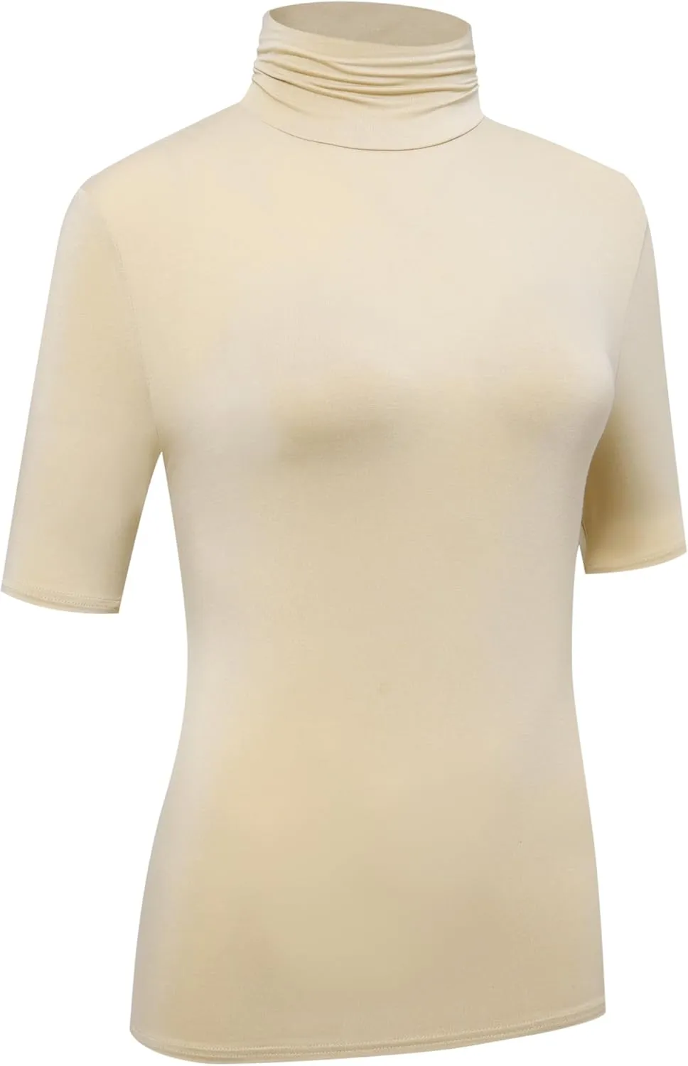 OThread & Co. Women's Half Sleeve Turtleneck T-Shirt Basic Stretch Layer Comfy High Neck Top