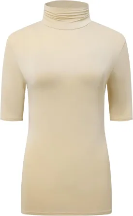 OThread & Co. Women's Half Sleeve Turtleneck T-Shirt Basic Stretch Layer Comfy High Neck Top