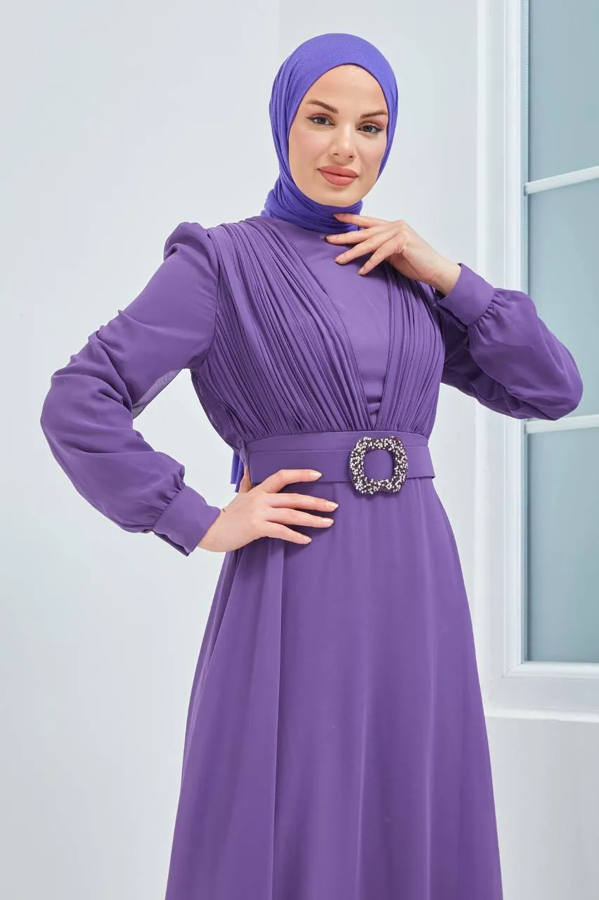 Ozduman Exclusive Chiffon Pleat Maxi Dress
