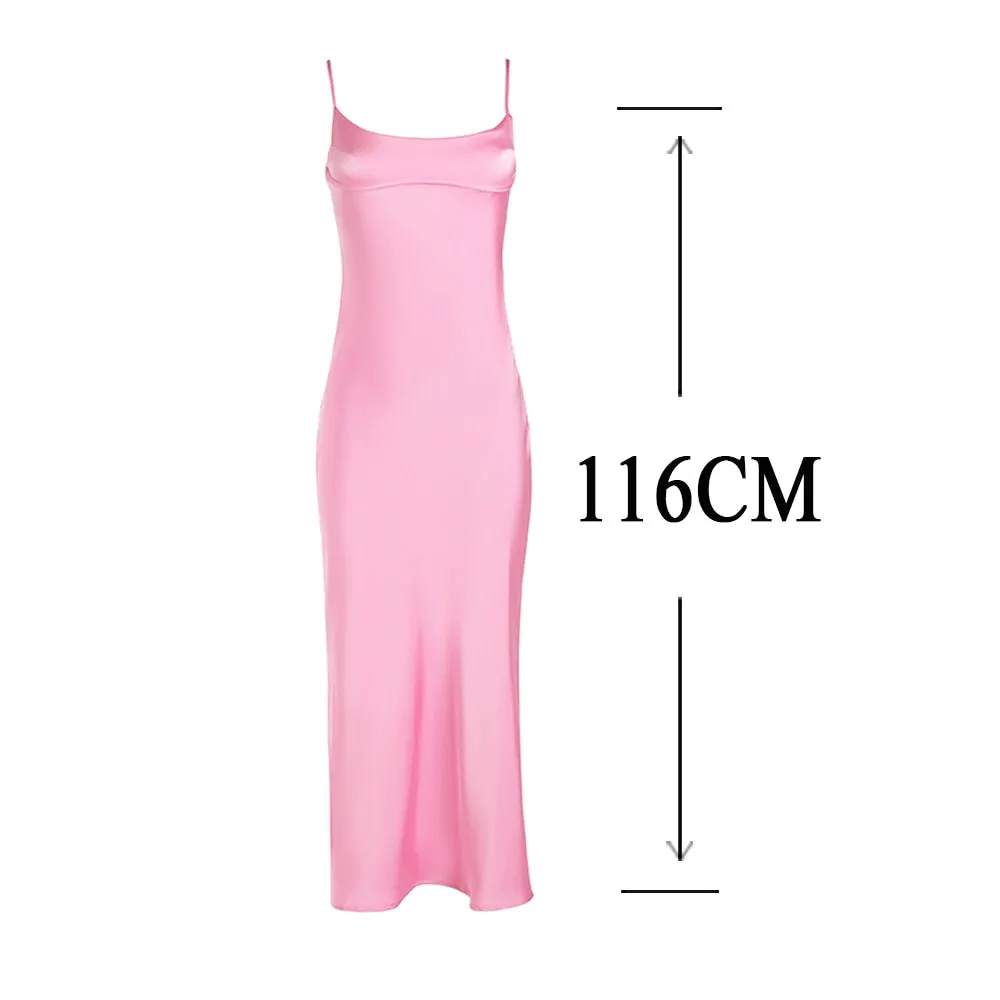 Pink Camis Satin | Long Dresses | Elegant Sleeveless Slip | Holiday Party Dresses |