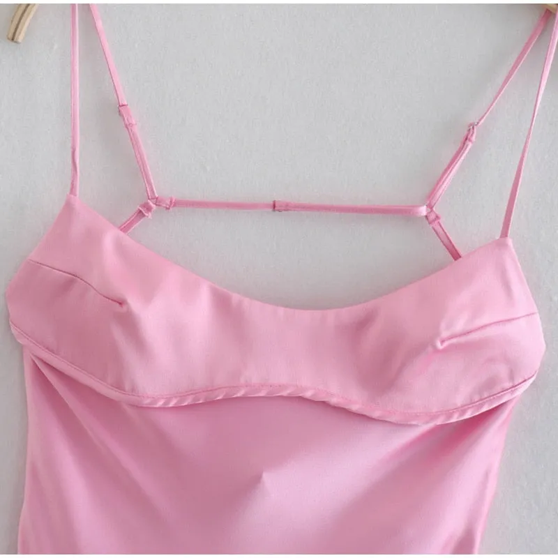 Pink Camis Satin | Long Dresses | Elegant Sleeveless Slip | Holiday Party Dresses |