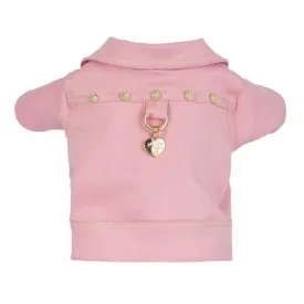 Pink Roses Denim Biker Dog Coat