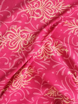 Pink Yellow Natural Dyed Hand Block Printed Cotton Fabric Per Meter - F0916249