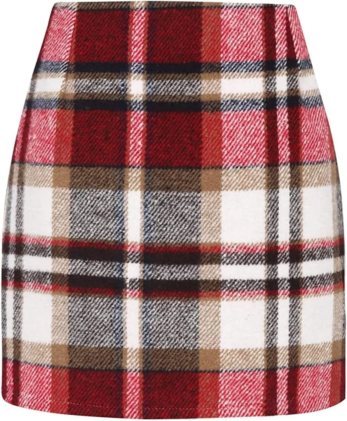 Plaid Skirts for Women Fall High Waisted Wool Bodycon Mini Skirt Casual Trendy Tweed Pencil Skirt A Line Skirt