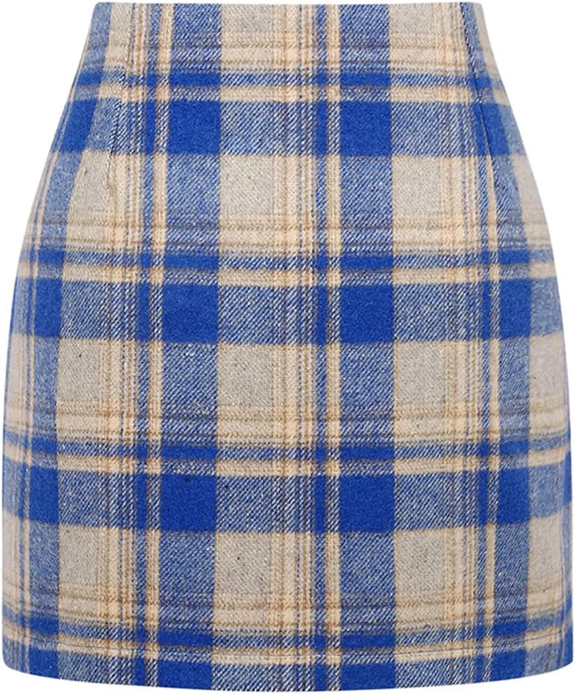 Plaid Skirts for Women High Waist Bodycon Pencil Skirt Wool A Line Stretch Mini Skirts Spring Skirts 2025 Trendy