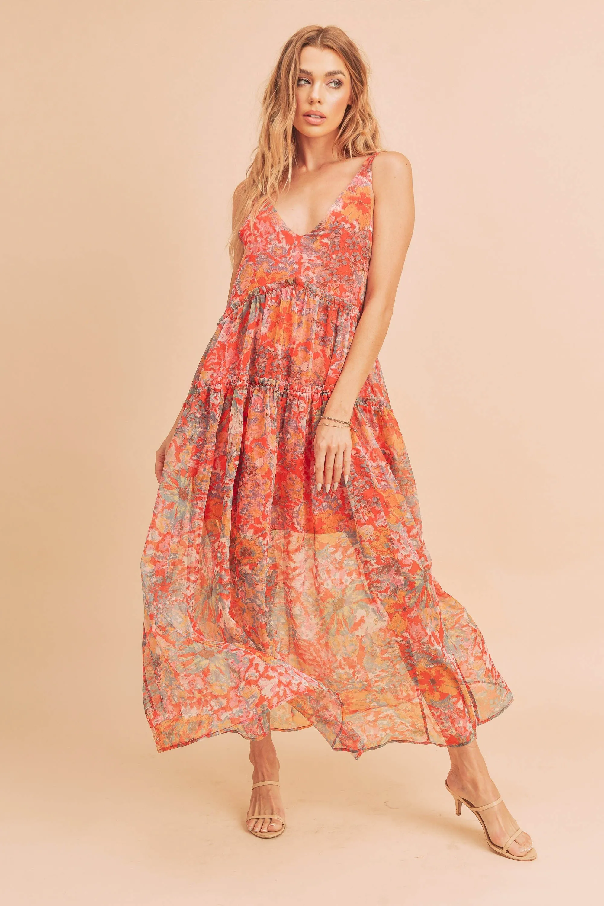 Plunging Neckline Lined Dress