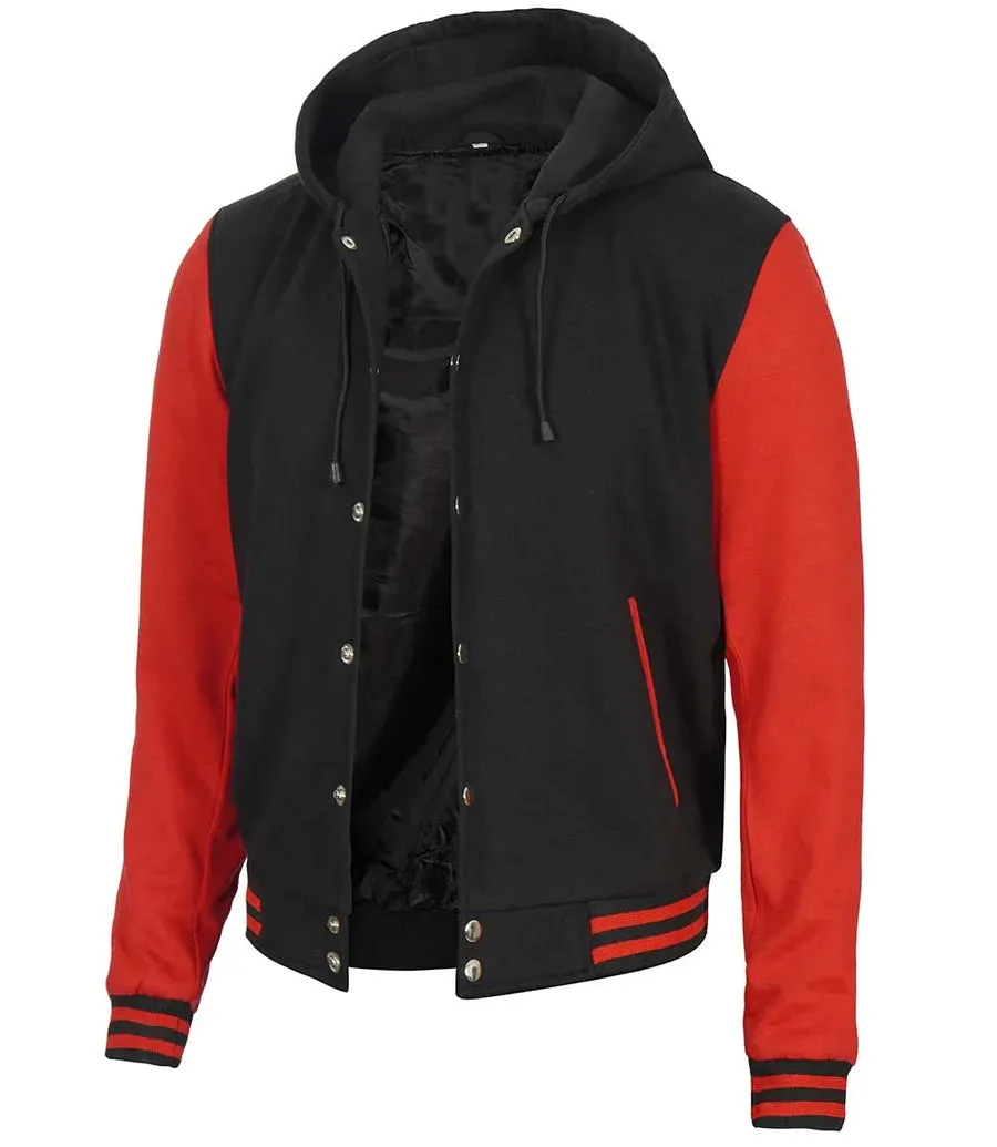 Red and Black Hooded Varsity Jacket