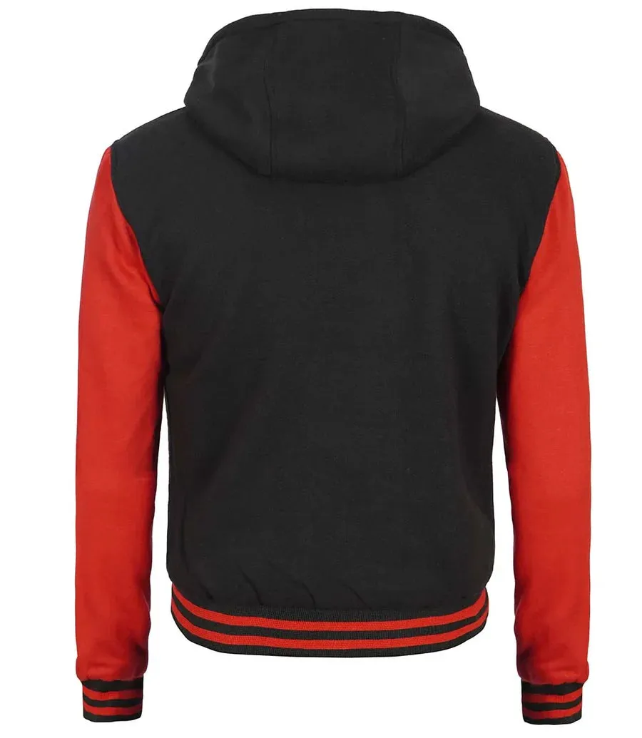 Red and Black Hooded Varsity Jacket