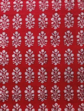 Red Black Ivory Bagh Printed Cotton Fabric Per Meter - F005F1691
