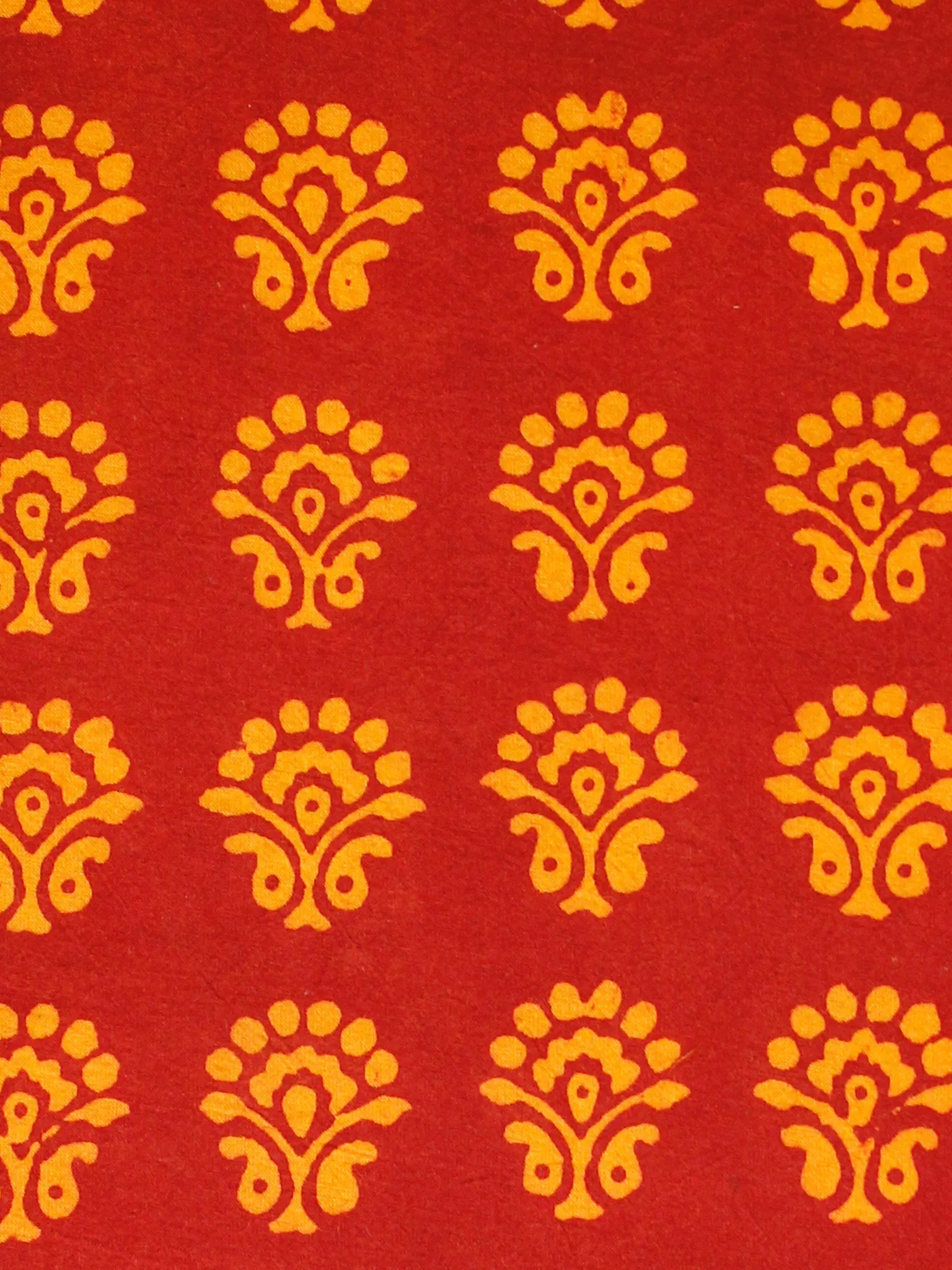 Red Orange Bagh Printed Cotton Fabric Per Meter - F005F1700