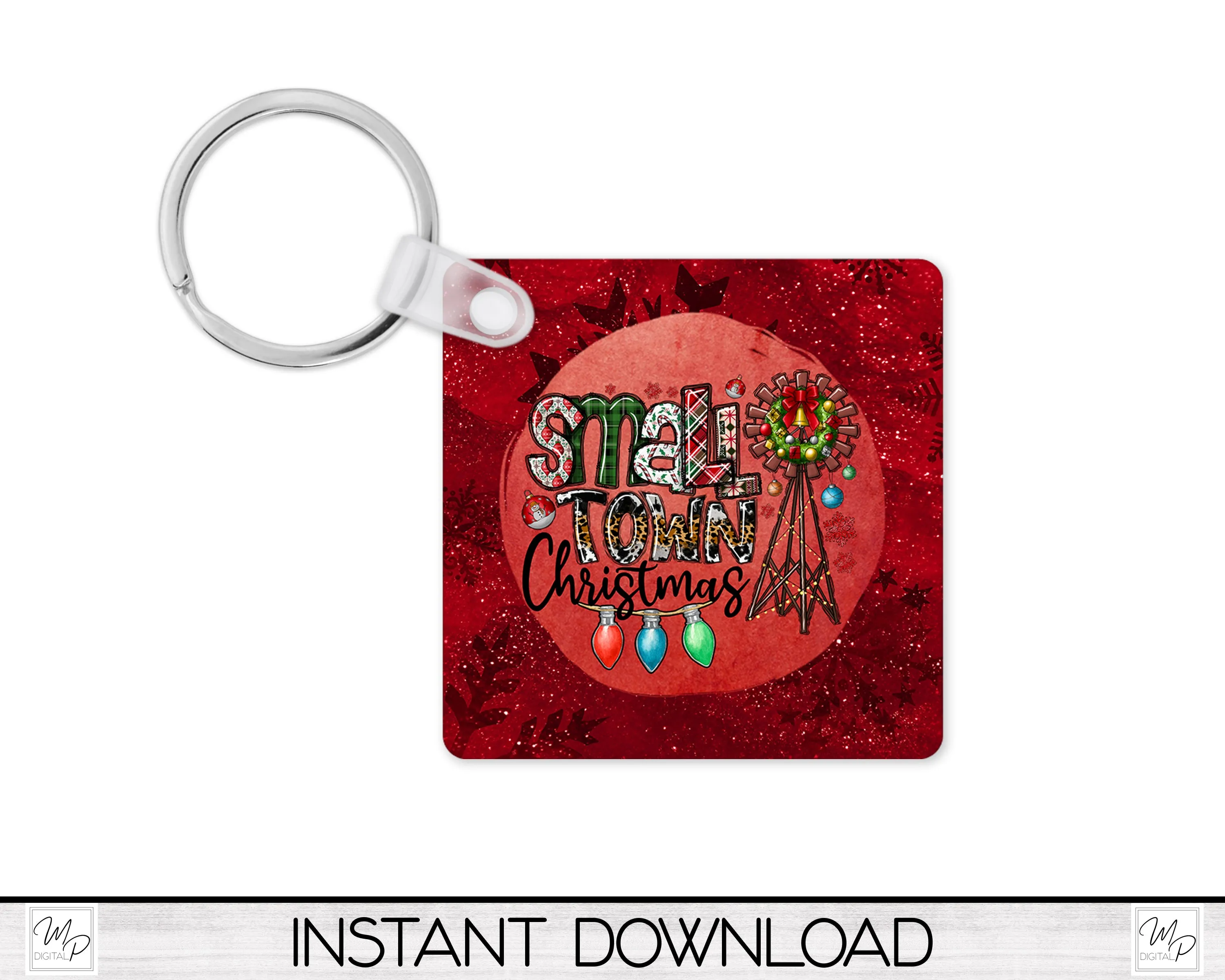 Small Town Christmas Spinner PNG Design for Sublimation, Garden Spinner Design, Digital Download