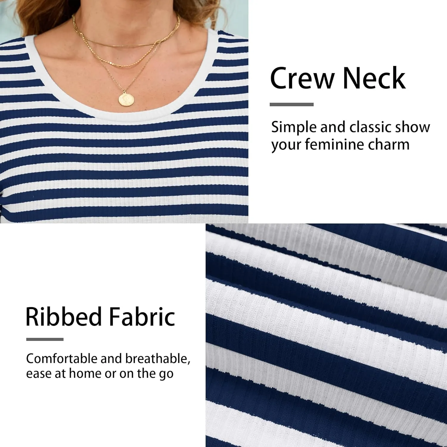 Striped Maternity Dress Ribbed Knit Short Sleeve Slim Fit Side Slit Bodycon Long Pregnancy Dress