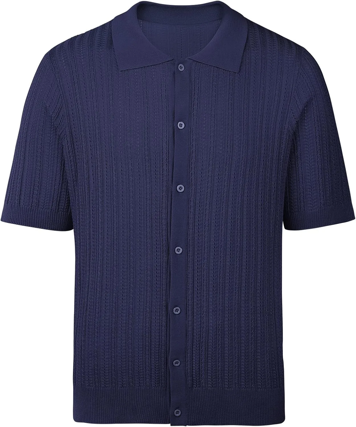 Sumolux Mens Knit Button Down Shirt Short Sleeve Polo Shirts Vintage Shirts Texture Casual Summer Beach Shirt