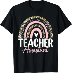 Teacher Assistant Appreciation School Leopard Rainbow T-Shirt