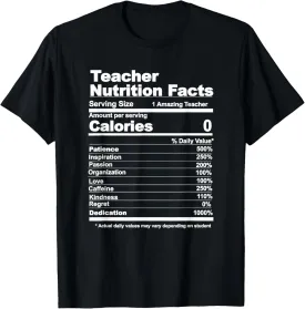 Teacher Nutrition Facts Funny Teacher Nutrition Facts T-Shirt