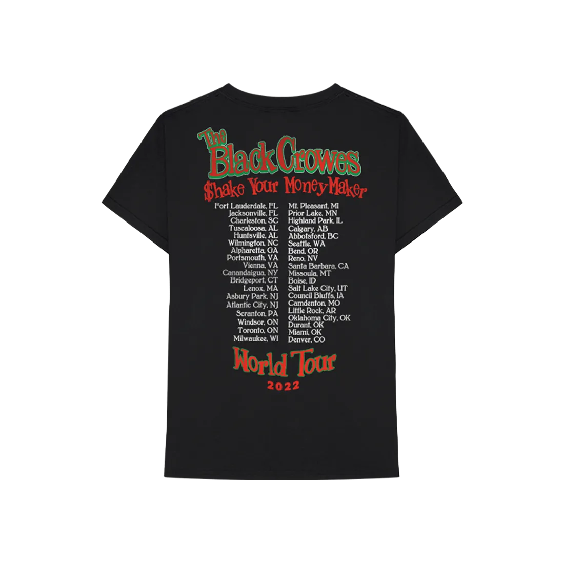 The Black Crowes World Tour 2022 Dates Black T-Shirt