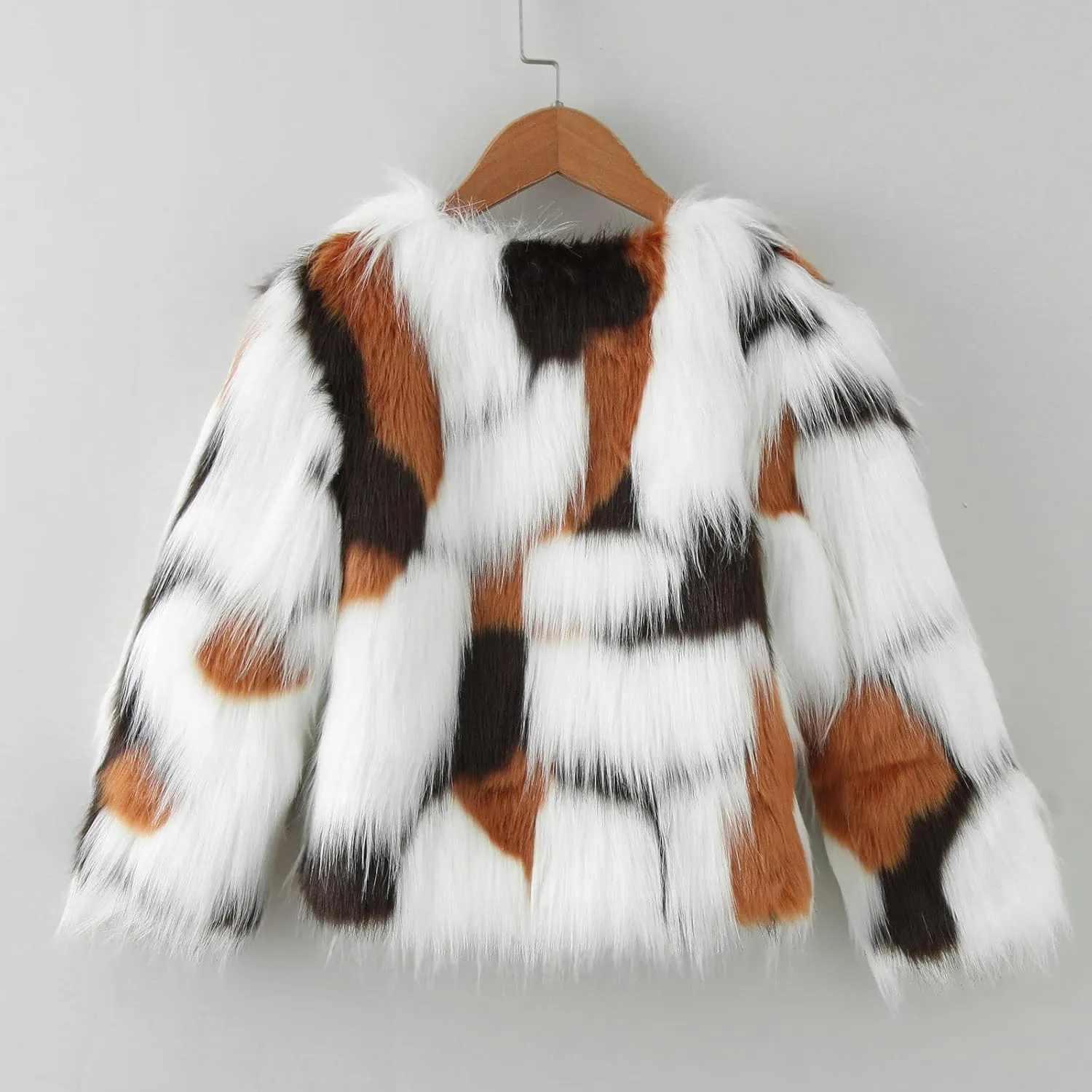 Winter Warm Coats for Girls Elegant Faux Fr Coat Furry Faux Jacket Long Sleeve Outerwear Long Winter Jackets for Girls