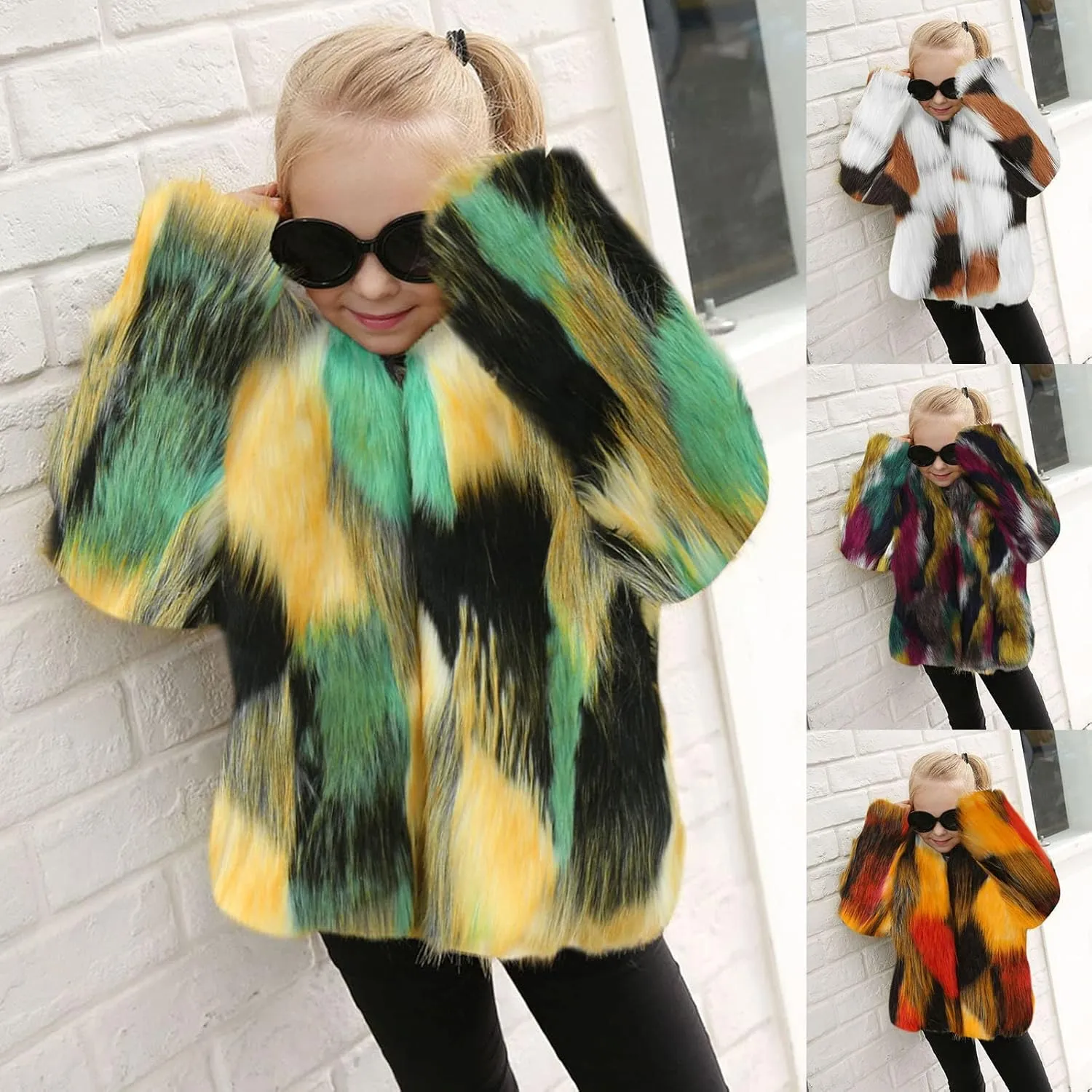 Winter Warm Coats for Girls Elegant Faux Fr Coat Furry Faux Jacket Long Sleeve Outerwear Long Winter Jackets for Girls