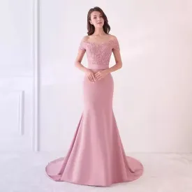 Women Wedding Dress Off Shoulder Short Sleeve Long Prom Dresses