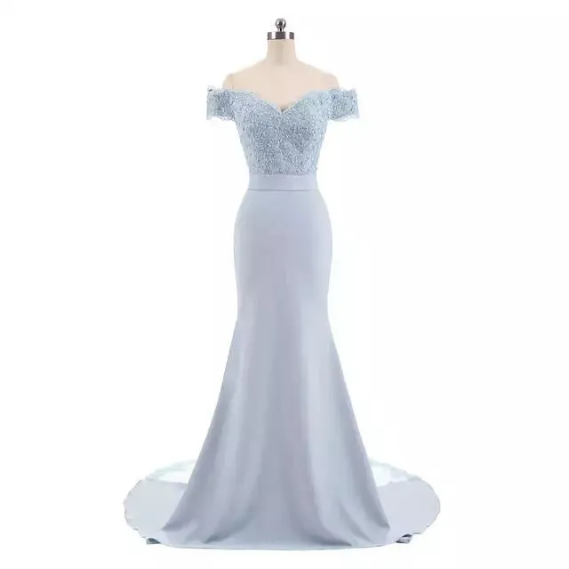 Women Wedding Dress Off Shoulder Short Sleeve Long Prom Dresses