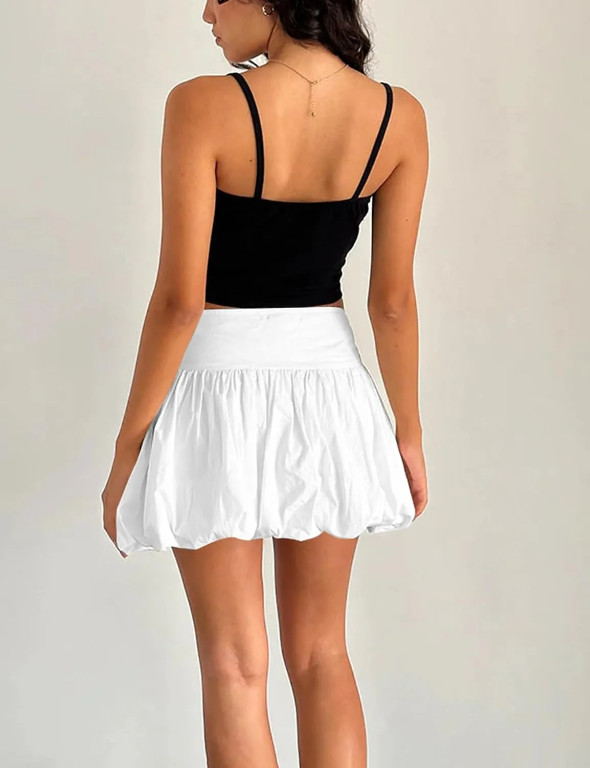 Women Y2k Cute Mini Bubble Skirts Pleated Ruffle Puffy Short Skirt A Line Low Waist Vintage Balloon Girls Skirts