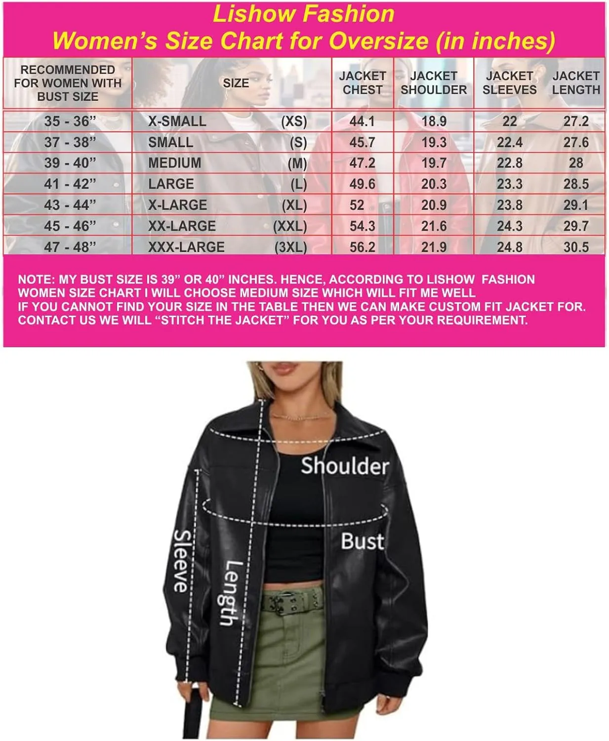 Womens 90'S Vintage Oversized Classic Style All Colour Genuine Leather Bomber Jacket