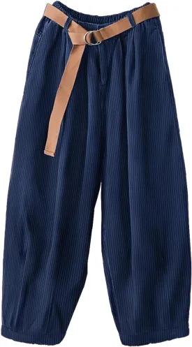 YESNO Women Baggy Cropped Pants Corduroy Casual Elastic Waist Fall Fashion 2024 Trousers with Pockets PCJ